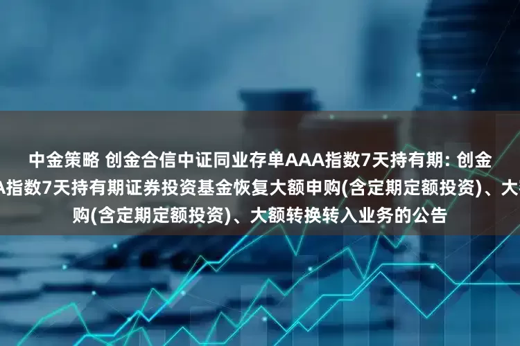 中金策略 创金合信中证同业存单AAA指数7天持有期: 创金合信中证同业存单AAA指数7天持有期证券投资基金恢复大额申购(含定期定额投资)、大额转换转入业务的公告