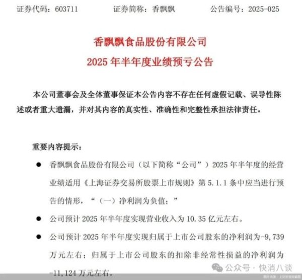 融可赢 香飘飘半年报预告：近亿亏损！现制茶饮冲击难解